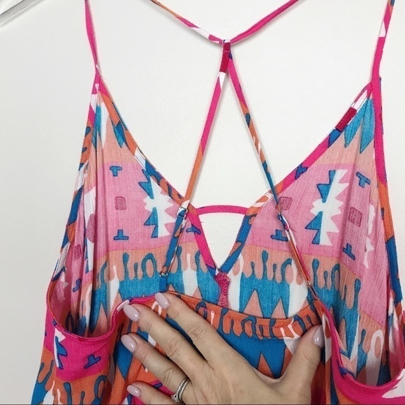 Buddy Love NWT Tank Top Pink/Teal Tribal Print M - Picture 4 of 8